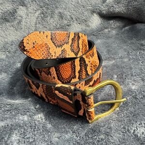 Orange coral Snake Print Belt - size Large